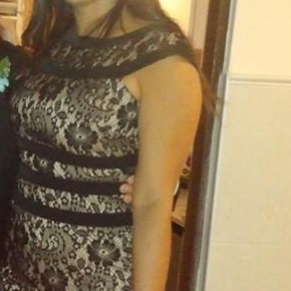 Black / Nude Lace Cocktail Dress